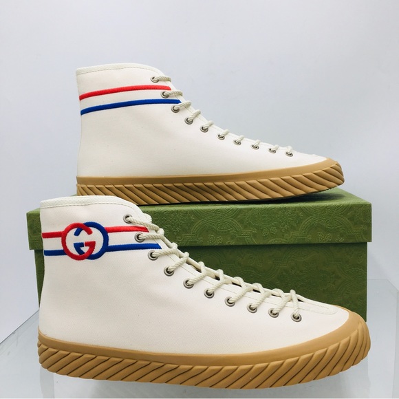 Gucci Interlocking G High Top Men’s Sneakers Myst White 703033 9ARZO 9097 - Picture 6 of 16